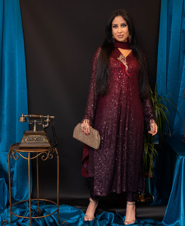 Magenta Sequins Ombre Outfit